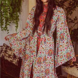 The Hippie Shake Her Majesty Blue Rainbow Velvet Embroidered Gown, tie, headband